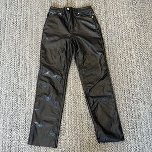 Express Highrise Straight Leg Faux Leather Pants